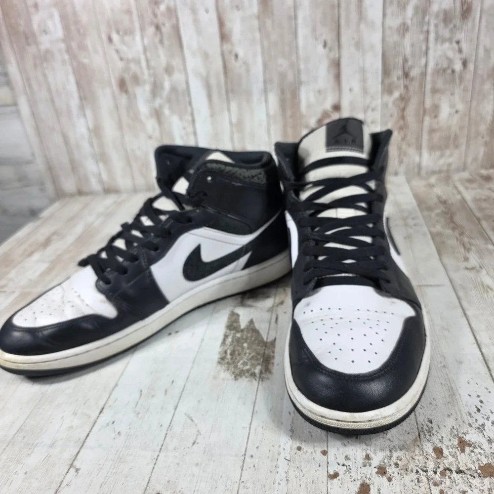 Jordan Air Jordan 1 Mid Black Elephant White Black FB9911-001 Mens 12